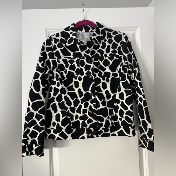 Chicos Animal Print Denim Jacket Size Small - Picture 4 of 7